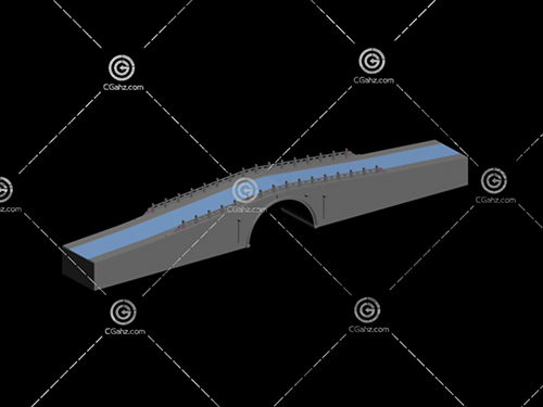 景区拱桥3D模型下载