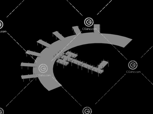 结构复杂的圆弧形小桥3D模型下载