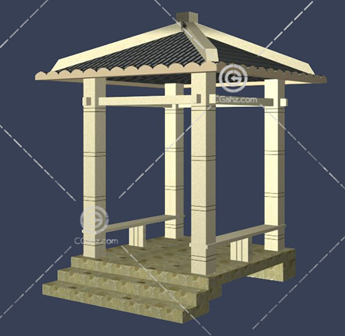 方形的亭子3D模型下载