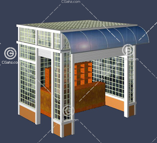 方形的玻璃亭子3D模型下载