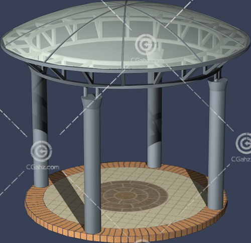 圆形的亭子3D模型下载
