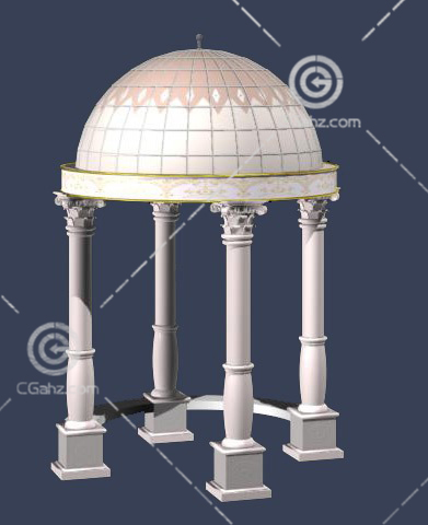 石材结构的亭子3D模型下载