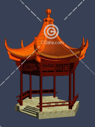 中式的六角亭子3D模型下载