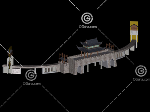 古代城墻3D模型下載