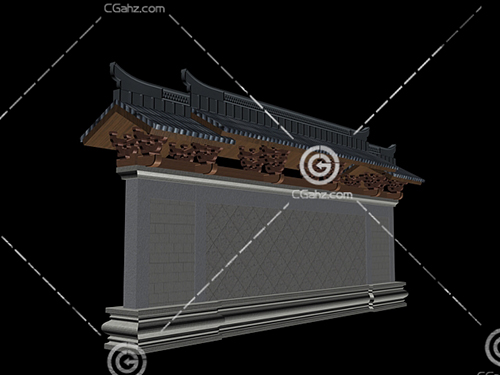 中式围墙模型下载