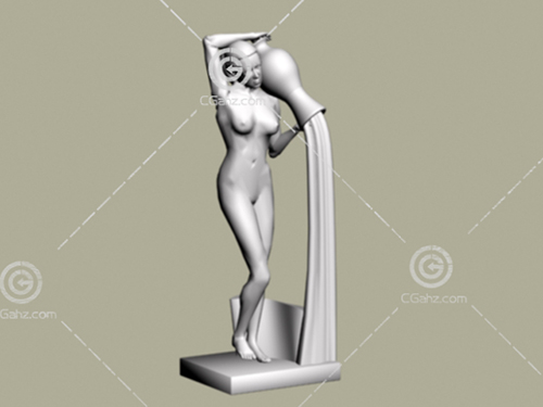 抱着花瓶的女性人体雕塑3D模型下载