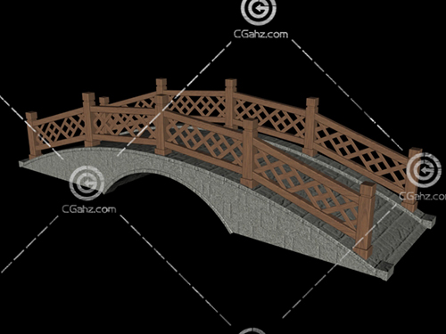 带有护栏的小石桥3D模型下