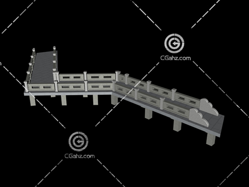 弯曲的石桥3D模型下载