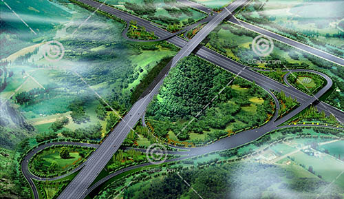 环形路面立交桥模型下载
