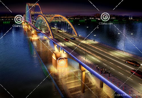 壮观的跨江大桥模型下载