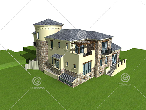 结构复杂的别墅3D模型下载