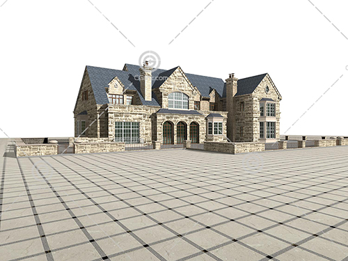 带有灰色屋顶的别墅3D模型下载