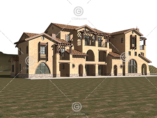 现代独栋别墅3D模型下载
