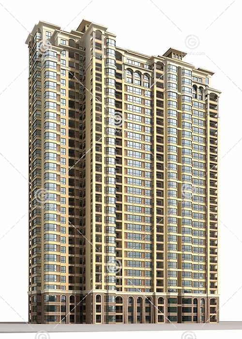 横向高层住宅3D模型下载