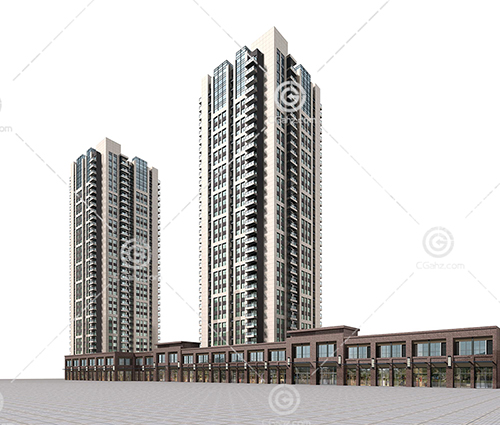 两栋沿街高层住宅模型下载