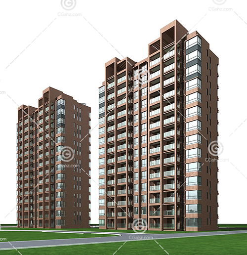 两幢高层住宅3D模型下载