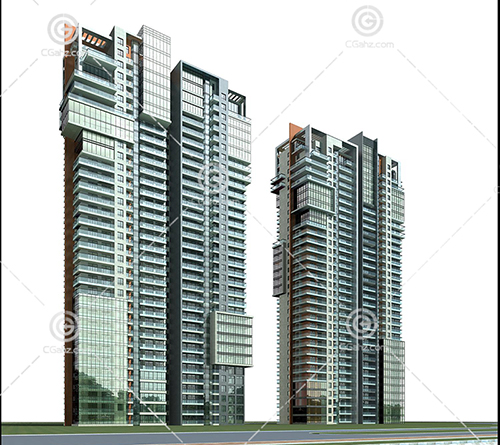 两幢现代高层住宅3D模型下载
