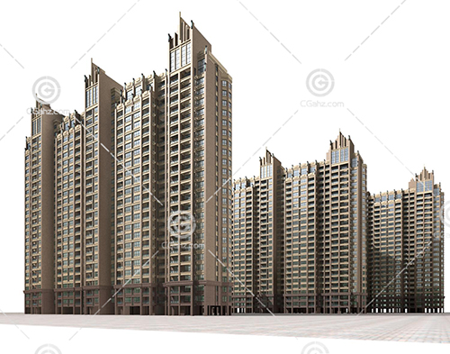 3幢现代高层住宅3D模型下载