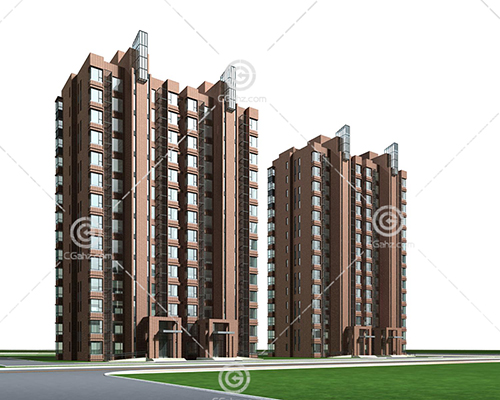 两栋高层住宅建筑3D模型下载