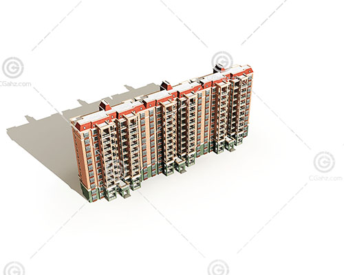 带有三个出入口的高层住宅模型下载