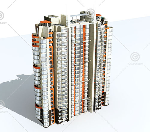 带有屋顶活动空间的高层住宅3D模型