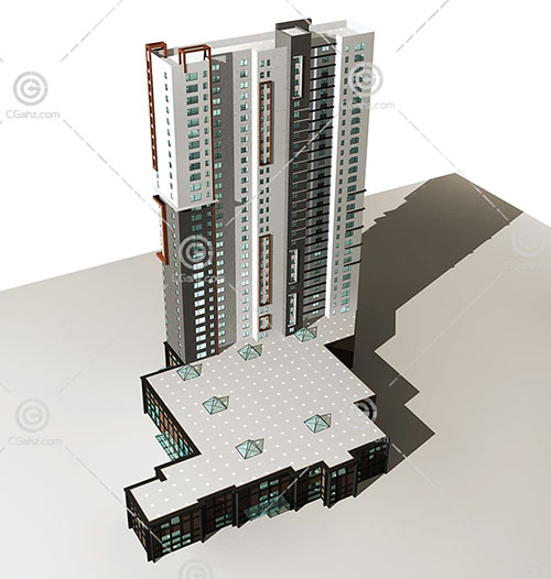 带有大厅的高层住宅3D模型下载