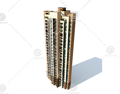 简洁的独栋高层住宅3D模型下载