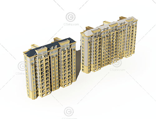横排的高层住宅3D模型下载