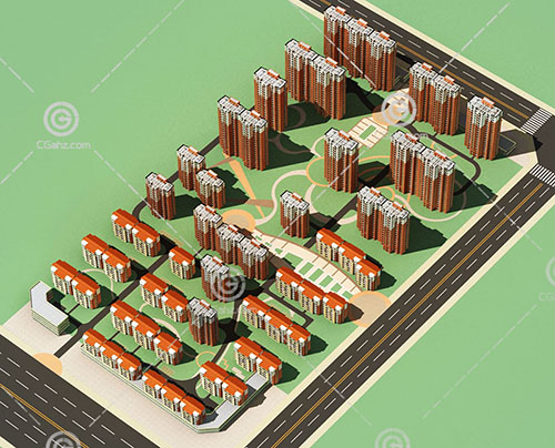 高层多层组合住宅小区模型下载