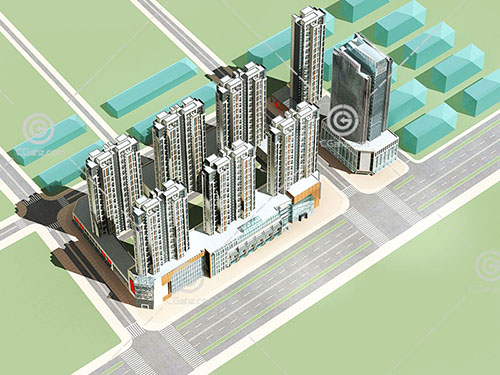 沿街高层住宅小区3D模型下载