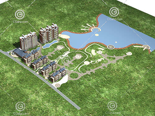 高層住宅排屋組合住宅小區模型下載
