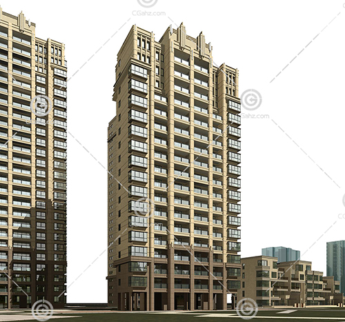 現代常見的高層住宅小區3D模型下載