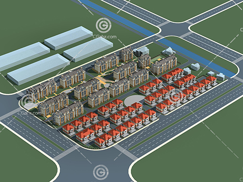 現代多層住宅別墅組合小區3D模型下載