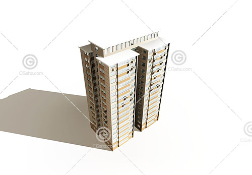 簡單的獨棟高層住宅3D模型下載