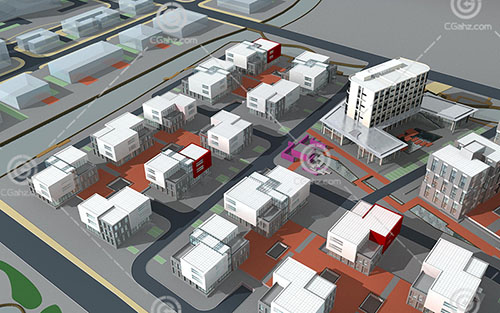 简单的现代住宅楼规划区3D模型下载