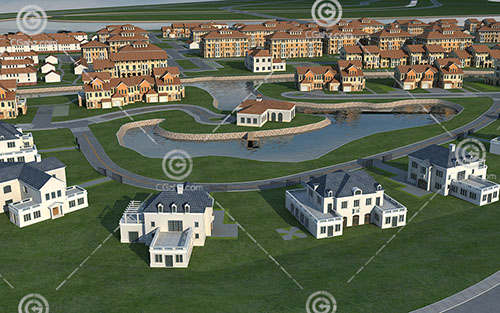 簡單的歐式多層住宅小區3D模型下載