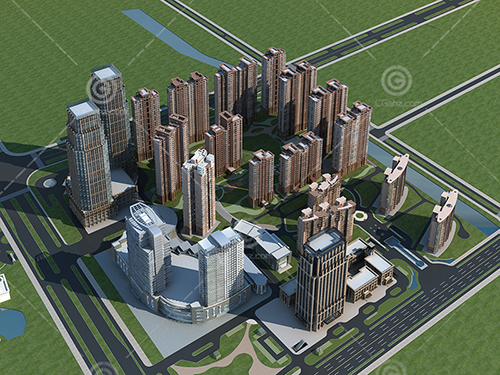 高層住宅小區建筑模型下載
